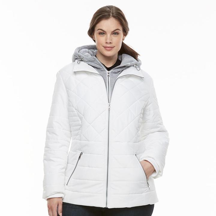 Plus Size Details Quilted Puffer Jacket, Women's, Size: 3xl, Natural