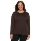 Plus Size Croft & Barrow&reg; Classic Crewneck Tee, Women's, Size: 4xl, Dark Brown