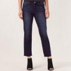 Women's Lc Lauren Conrad Faded Fringe Slim-straight Jeans, Size: 4, Blue