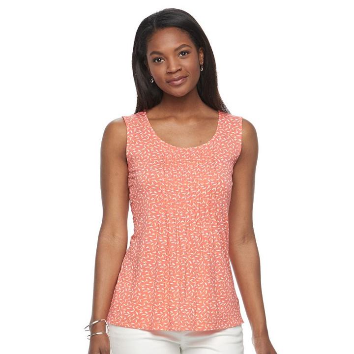 Women's Croft & Barrow&reg; Pintuck Tank, Size: Xxl, Lt Orange