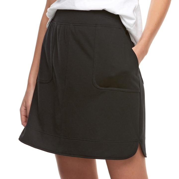 Women's Sonoma Goods For Life&trade; French Terry Pull-on Skirt, Size: Medium, Black