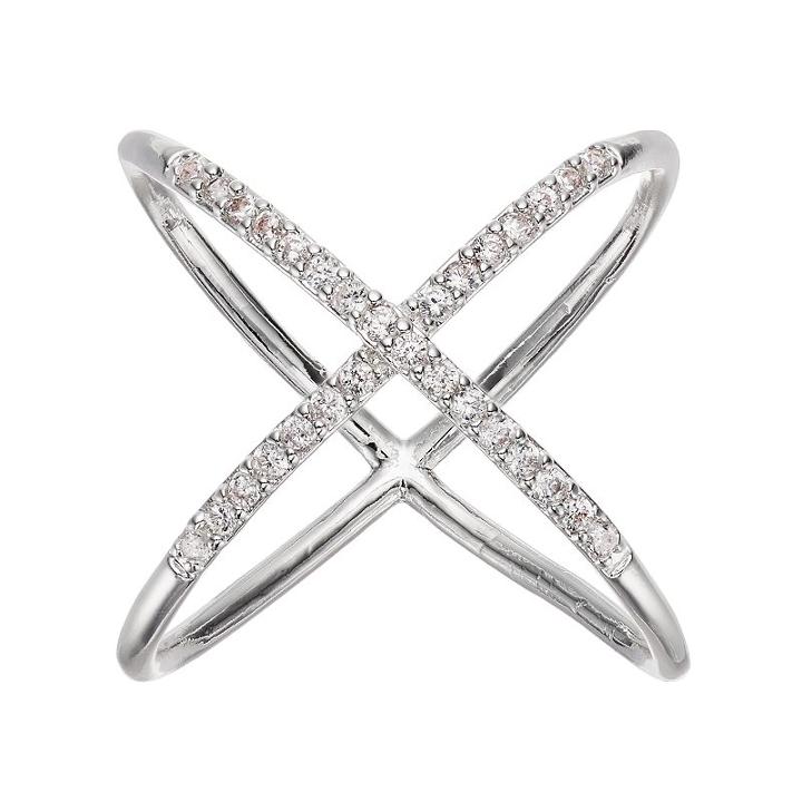 Lc Lauren Conrad Cubic Zirconia X Ring, Women's, Size: 7, Silver