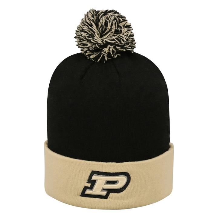 Adult Top Of The World Purdue Boilermakers Pom Knit Hat, Men's, Black
