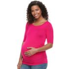 Maternity A:glow Scoopneck Ruched Tee, Women's, Size: Xl-mat, Dark Pink