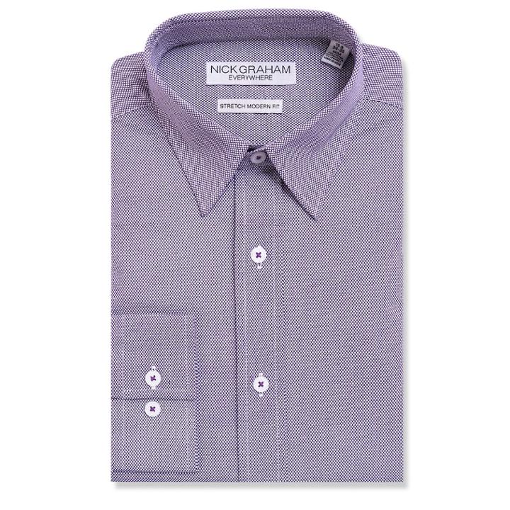 Men's Nick Graham Everywhere Modern-fit Stretch Dress Shirt, Size: M-34/35, Purple