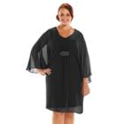 Plus Size Connected Apparel Embellished Chiffon Kimono Dress, Women's, Size: 16 W, Black