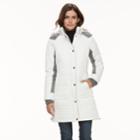 Women's Weathercast Mixed-media Faux-fur Trim Puffer Jacket, Size: Large, White