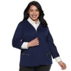 Plus Size Dana Buchman Textured Zipper-pocket Jacket, Women's, Size: 0x, Blue (navy)