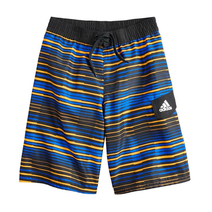 Boys 8-20 Adidas Vara Stripe Swim Trunks, Size: Large, Orange