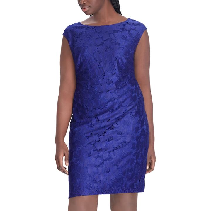 Plus Size Chaps Floral Lace Sheath Dress, Women's, Size: 22 W, Blue