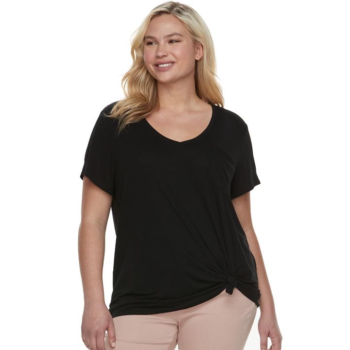 Juniors' Plus Size So&reg; Relaxed Pocket Tee, Teens, Size: 3xl, Black