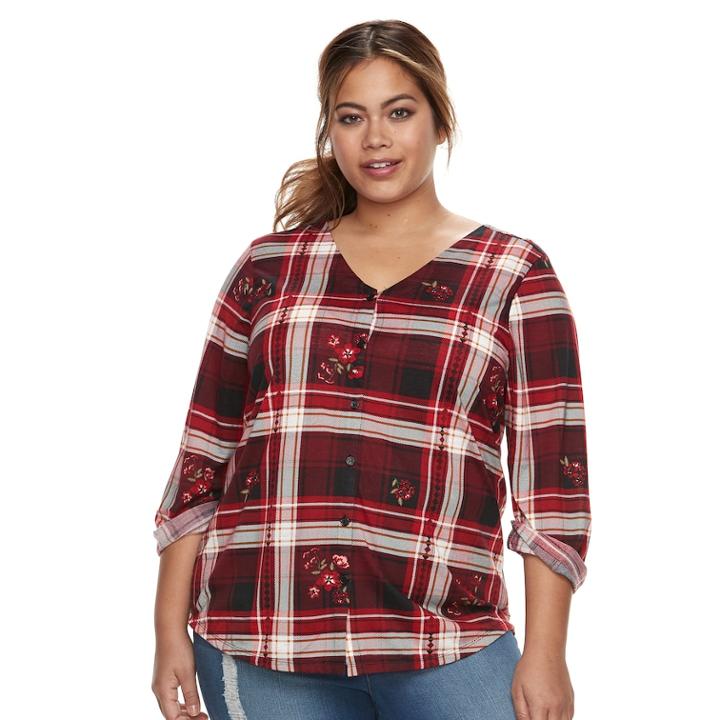 Plus Size French Laundry Button-front Cross-back Top, Women's, Size: 3xl, Purple