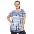 Plus Size World Unity Tie-dye Flutter Top, Women's, Size: 1xl, Dark Blue