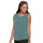 Petite Croft & Barrow&reg; Printed Shirred Tank, Women's, Size: M Petite, Dark Blue