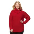Plus Size Croft & Barrow&reg; Striped Cowlneck Sweater, Women's, Size: 1xl, Med Red
