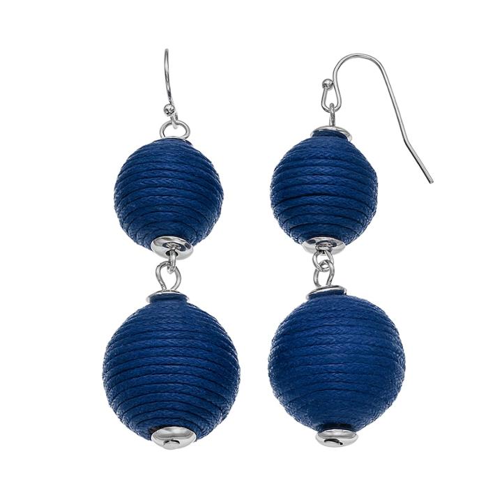 Thread Wrapped Nickel Free Crispin Drop Earrings, Women's, Blue