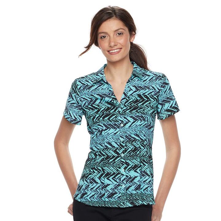 Women's Dana Buchman Release-pleat Blouse, Size: Large, Brt Blue