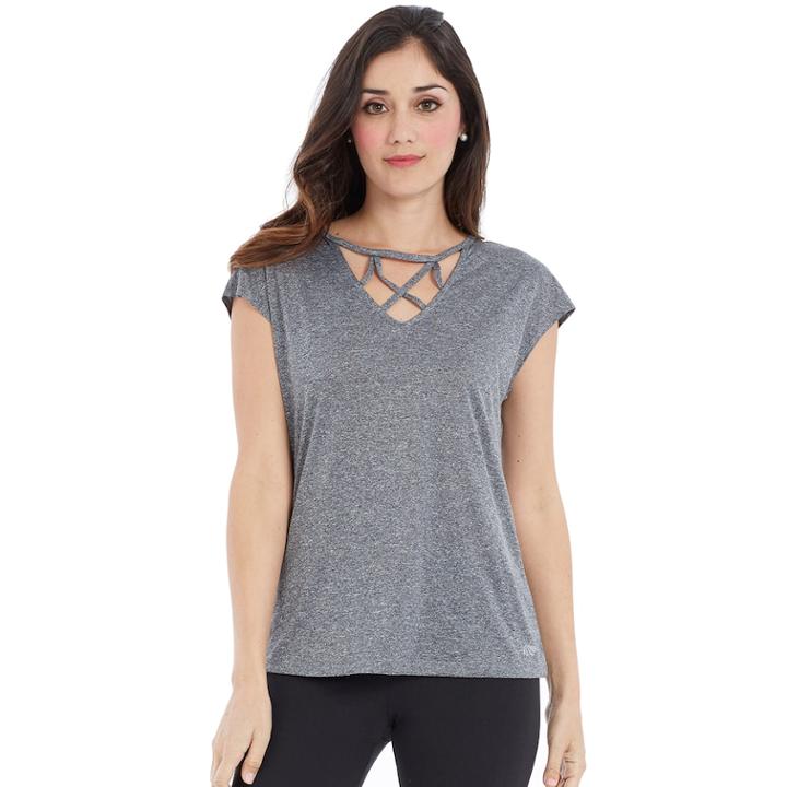 Women's Marika Cross Over Short Sleeve Tee, Size: Medium, Oxford