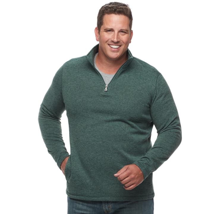 Big & Tall Croft & Barrow&reg; Classic-fit Outdoor Sweater Fleece Quarter-zip Pullover, Men's, Size: 4xb, Dark Green