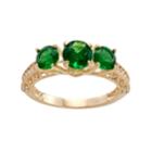 10k Gold Simulated Emerald & Lab-created White Sapphire 3-stone Ring, Women's, Size: 8, Green
