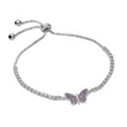 Silver Tone Cubic Zirconia & Crystal Butterfly Bolo Bracelet, Women's, Multicolor