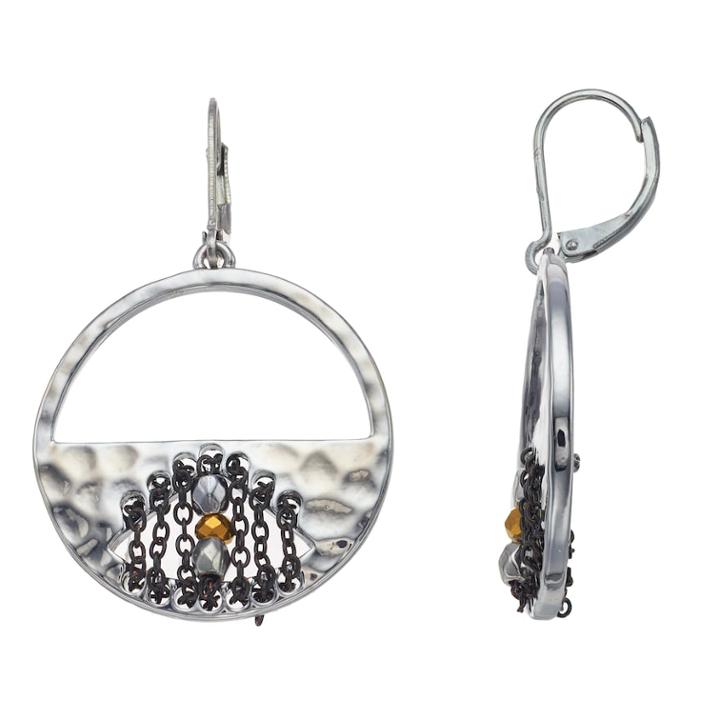 Simply Vera Vera Wang Beaded Nickel Free Hoop Drop Earrings, Women's, Multicolor
