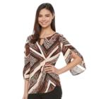 Women's Dana Buchman Textured Keyhole Top, Size: Xs, Med Brown