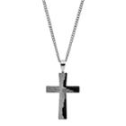 Men's Two Tone Stainless Steel Spanish The Lord's Prayer Cross Pendant Necklace, White