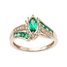 14k Gold Over Silver Lab-created Emerald & White Sapphire Marquise Halo Ring, Women's, Size: 8, Green