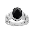 Onyx Sterling Silver Chain Link Ring, Women's, Size: 7, Black