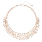 Composite-shell Disc Double Strand Necklace, Women's, Light Pink