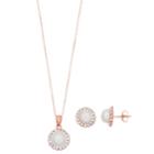 Sterling Silver Pearl Halo Earring & Pendant Necklace Set, Women's, Size: 18, White