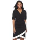 Juniors' Plus Size Almost Famous Colorblock Faux-wrap Dress, Teens, Size: 1xl, Oxford