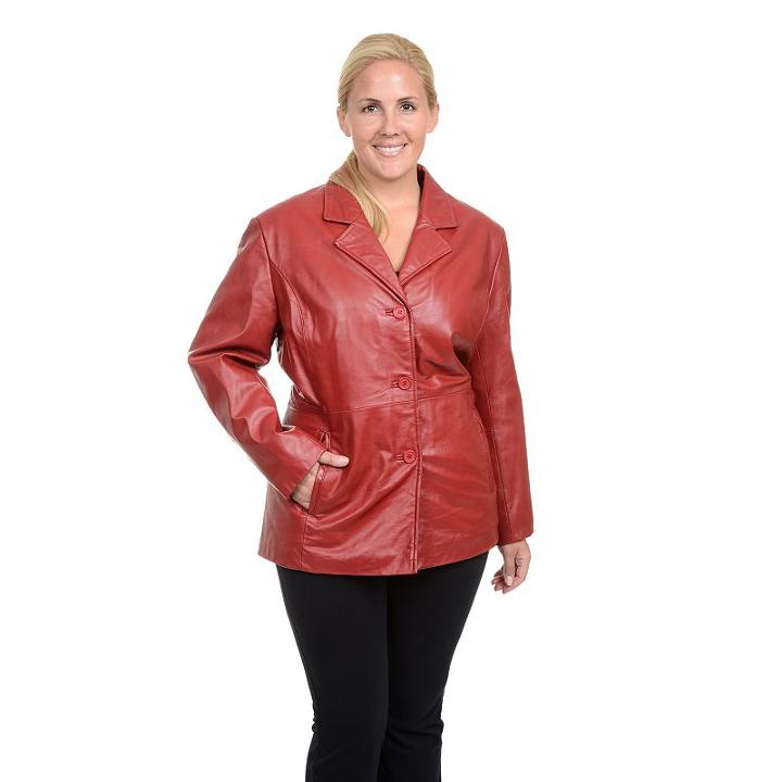 Plus Size Excelled Leather Jacket, Women's, Size: 2xl, Red