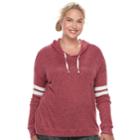 Juniors' Plus Size So&reg; Striped Sleeve Hoodie, Teens, Size: 3xl, Dark Pink