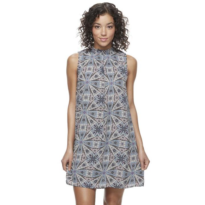 Juniors' Speechless Mock Neck Print Shift Dress, Girl's, Size: Xs, Med Blue