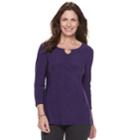 Women's Croft & Barrow&reg; Jacquard Metal-accent Top, Size: Large, Drk Purple