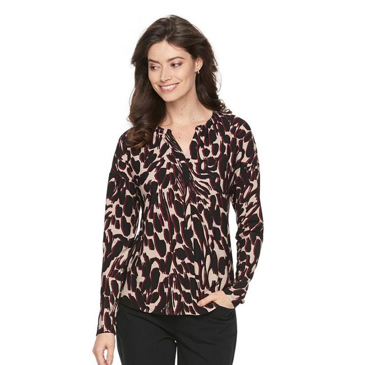 Women's Dana Buchman Splitneck Crepe Top, Size: Xl, Dark Red