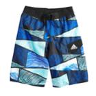 Boys 8-20 Adidas Water Stripe Swim Trunks, Size: Small, Turquoise/blue (turq/aqua)