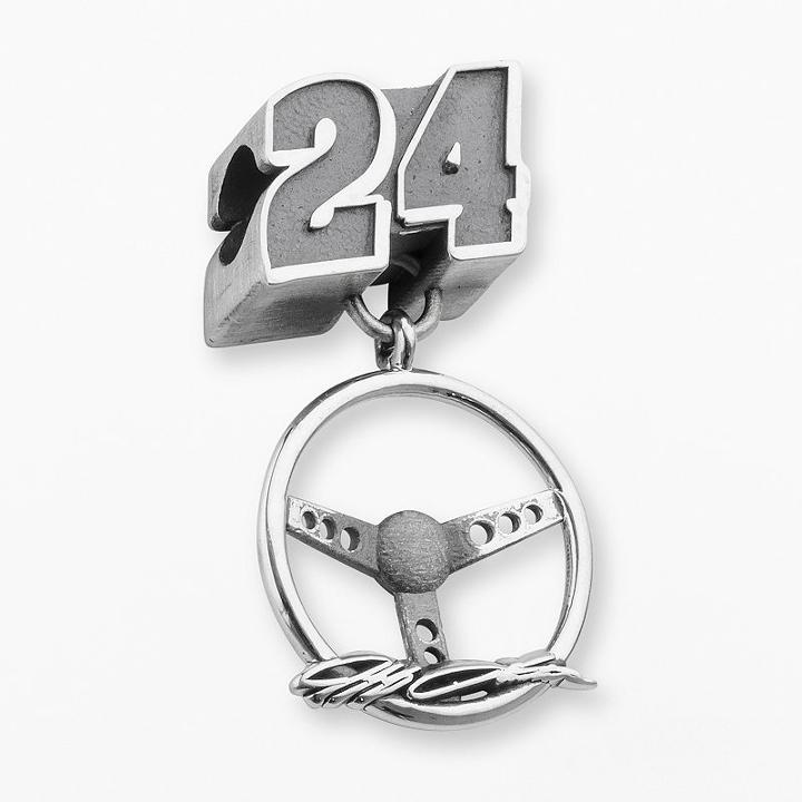 Insignia Collection Nascar Jeff Gordon Sterling Silver 24 Steering Wheel Charm, Women's, Grey