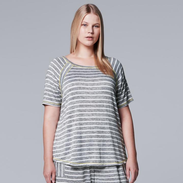 Plus Size Simply Vera Vera Wang Waking Hours Top, Women's, Size: 2xl, Grey