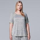 Plus Size Simply Vera Vera Wang Waking Hours Top, Women's, Size: 2xl, Grey