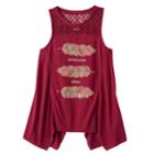 Girls 7-16 Mudd&reg; Crochet Lace Yoke Sharkbite Tank Top, Size: 12, Red