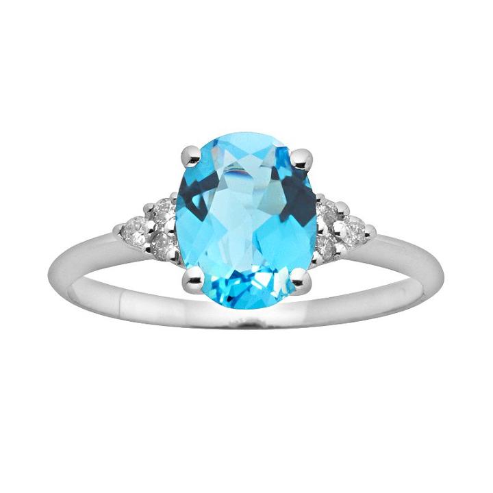 10k White Gold Blue Topaz And Diamond Accent Ring, Women's, Size: 6