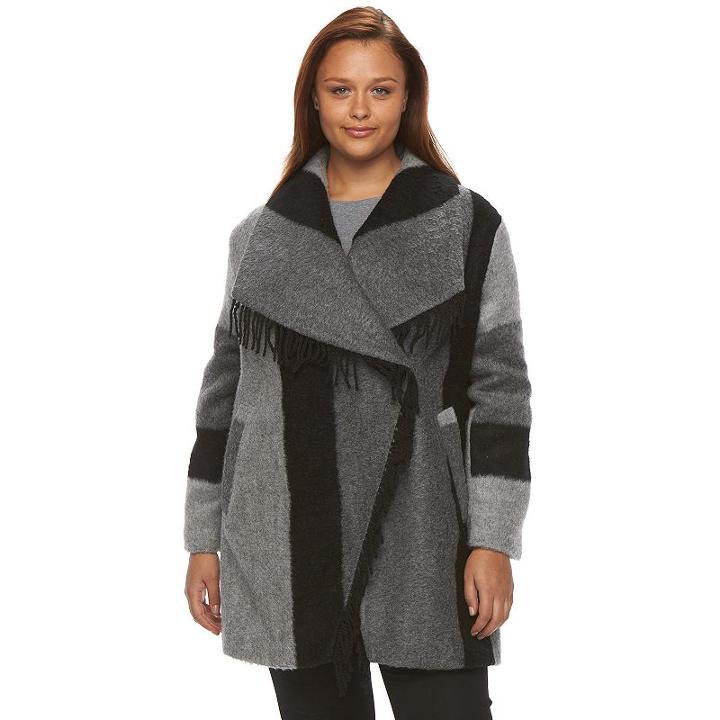 Plus Size D.e.t.a.i.l.s Plaid Shawl Collar Wool Blend Coat, Women's, Size: 2xl, Multicolor