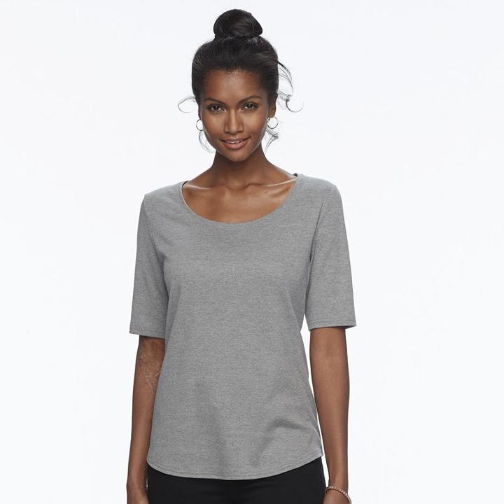 Women's Croft & Barrow&reg; Essential Scoopneck Tee, Size: Xl, Med Grey