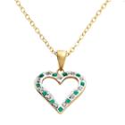 18k Gold-over-silver Emerald Heart Pendant, Women's, Green