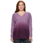 Plus Size Napa Valley Dip Dyed High-low Sweater, Women's, Size: 2xl, Purple Oth