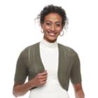 Petite Croft & Barrow&reg; Pointelle Elbow Sleeve Shrug, Women's, Size: L Petite, Green