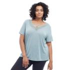 Plus Size Balance Collection Abby Strappy V-neck Tee, Women's, Size: 1xl, Med Green